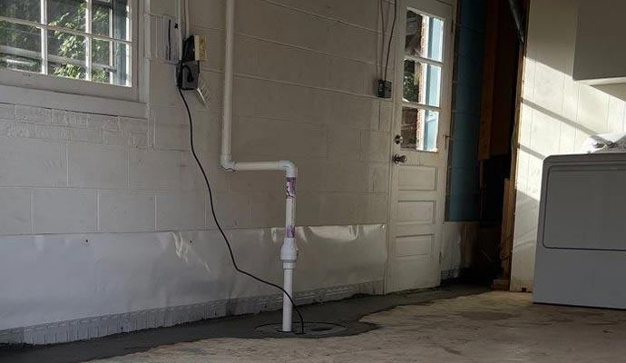 Installed sump pump